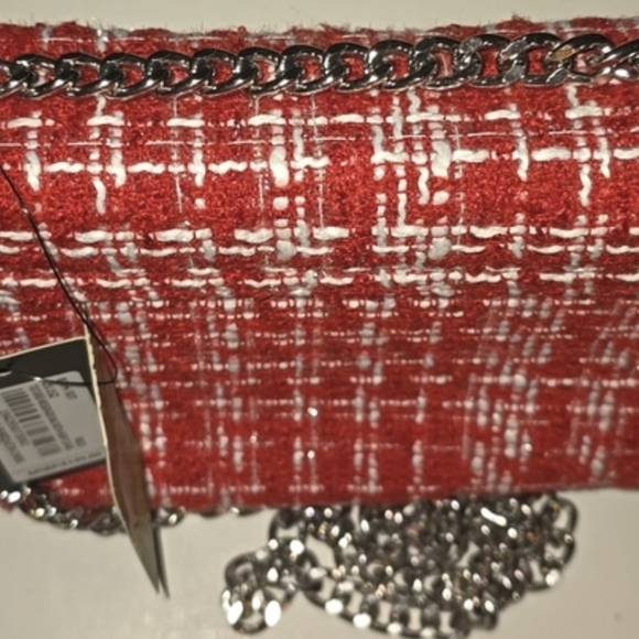 Badgley Mischka Red Tweed Crossbody Bag - Picture 5 of 11